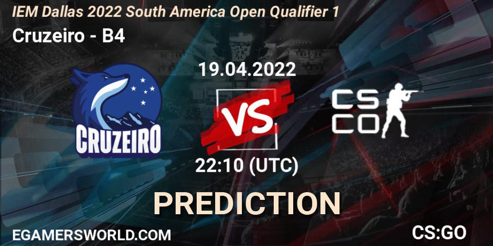 Pronóstico Cruzeiro - B4. 19.04.2022 at 22:10, Counter-Strike (CS2), IEM Dallas 2022 South America Open Qualifier 1