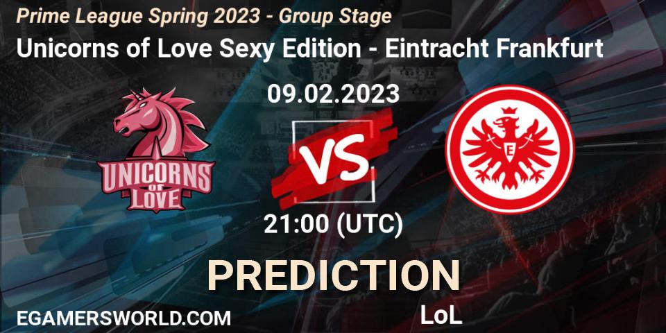 Pronóstico Unicorns of Love Sexy Edition - Eintracht Frankfurt. 09.02.23, LoL, Prime League Spring 2023 - Group Stage