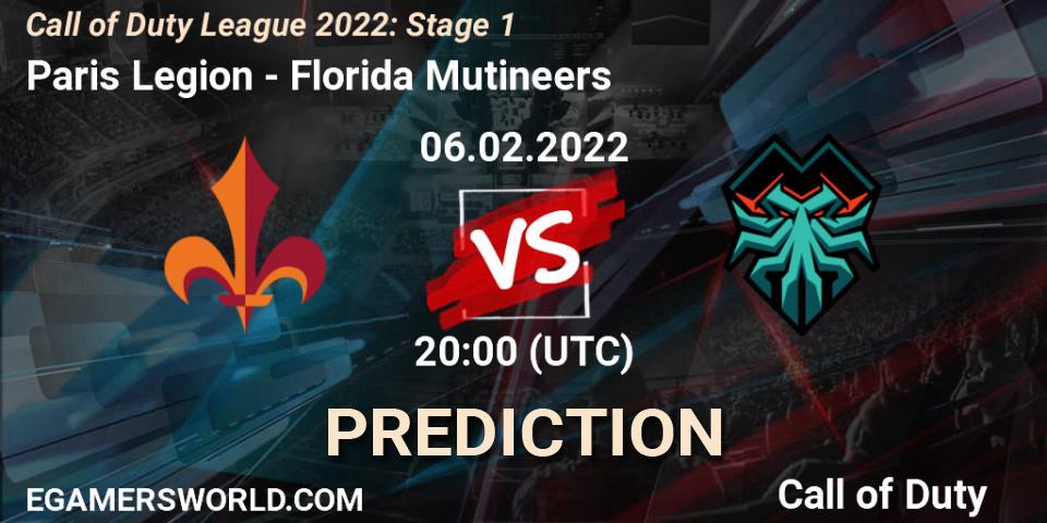 Pronóstico Paris Legion - Florida Mutineers. 06.02.22, Call of Duty, Call of Duty League 2022: Stage 1