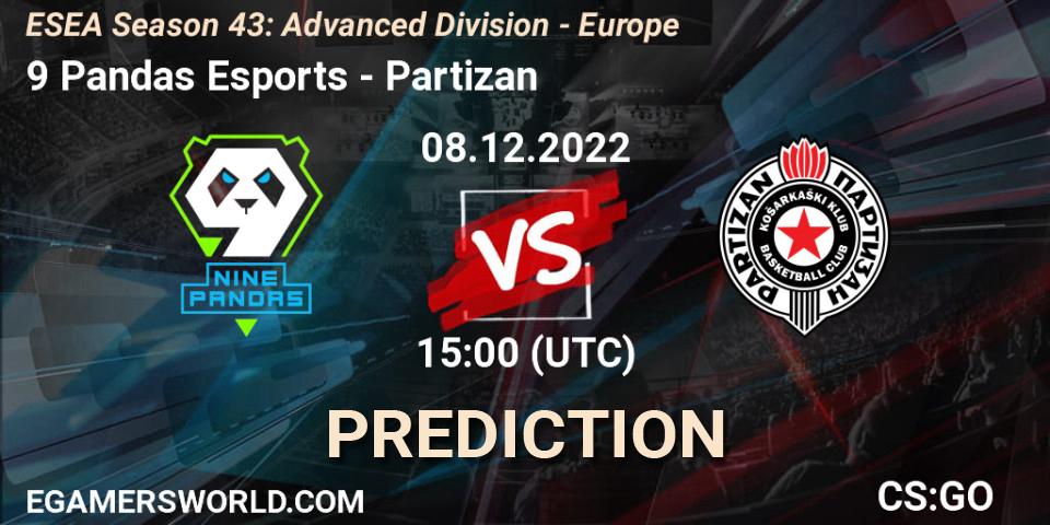 Pronóstico 9 Pandas Esports - Partizan. 08.12.22, CS2 (CS:GO), ESEA Season 43: Advanced Division - Europe