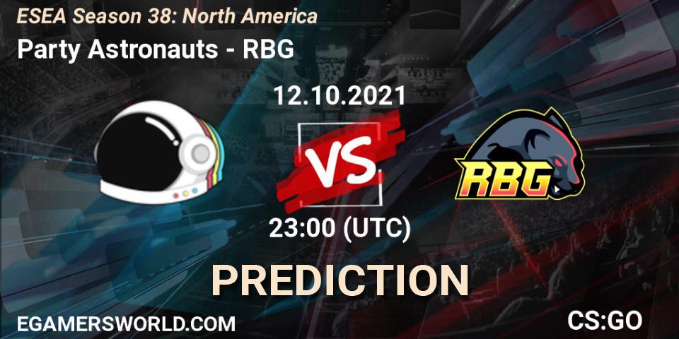 Pronóstico Party Astronauts - RBG. 13.10.2021 at 00:00, Counter-Strike (CS2), ESEA Season 38: North America 