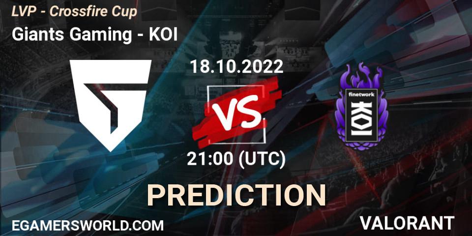 Pronóstico Giants Gaming - KOI. 26.10.2022 at 15:00, VALORANT, LVP - Crossfire Cup