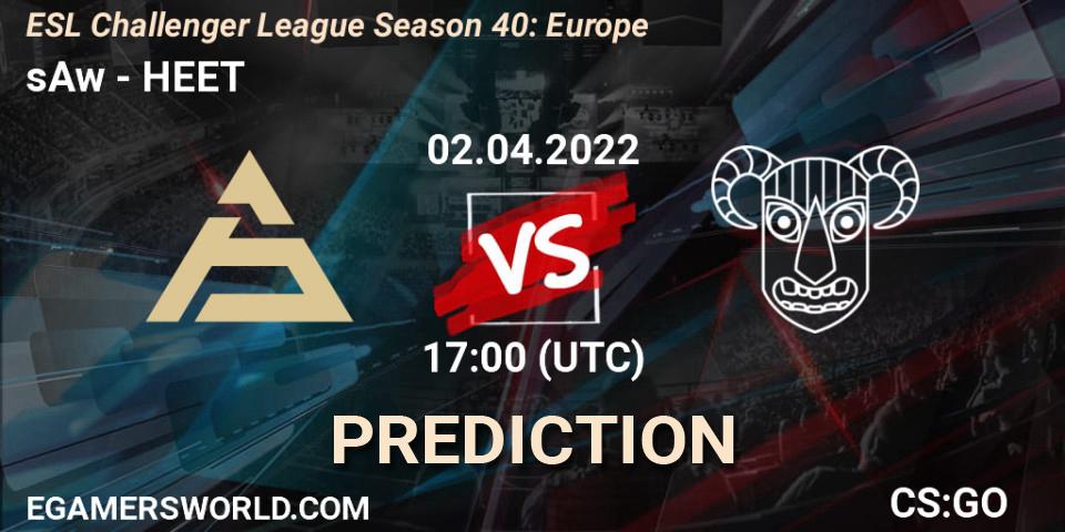 Pronóstico sAw - HEET. 02.04.2022 at 17:00, Counter-Strike (CS2), ESL Challenger League Season 40: Europe