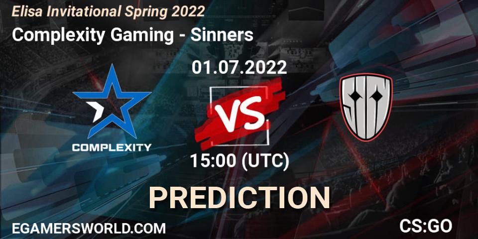 Pronóstico Complexity Gaming - Sinners. 01.07.2022 at 15:20, Counter-Strike (CS2), Elisa Invitational Spring 2022