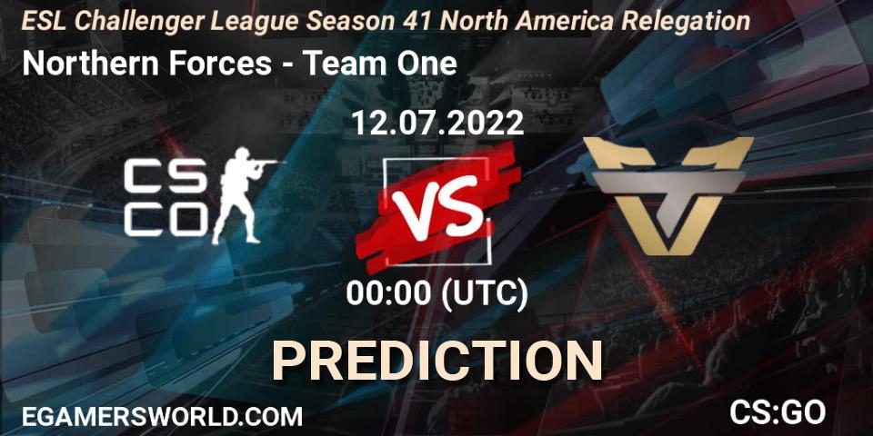 Pronóstico Northern Forces - Team One. 12.07.2022 at 00:00, Counter-Strike (CS2), ESL Challenger League Season 41 North America Relegation