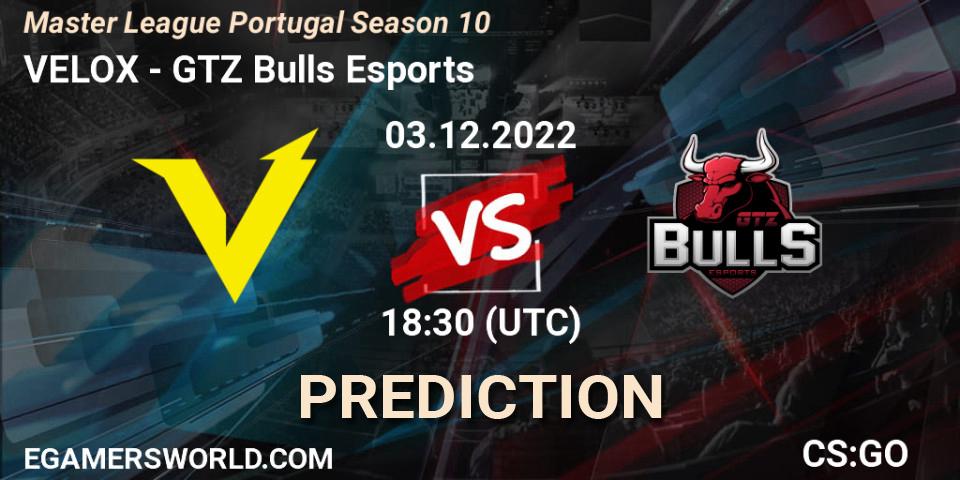 Pronóstico VELOX - GTZ Bulls Esports. 03.12.22, CS2 (CS:GO), Master League Portugal Season 10