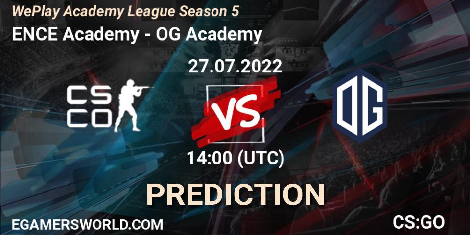 Pronóstico ENCE Academy - OG Academy. 27.07.2022 at 14:50, Counter-Strike (CS2), WePlay Academy League Season 5