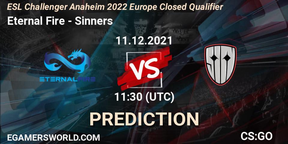 Pronóstico Eternal Fire - Sinners. 11.12.2021 at 11:30, Counter-Strike (CS2), ESL Challenger Anaheim 2022 Europe Closed Qualifier