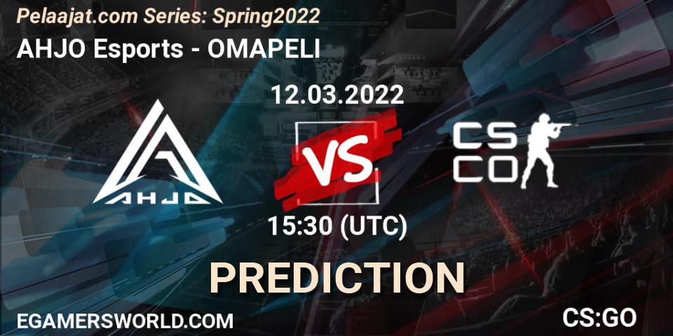 Pronóstico AHJO Esports - OMAPELI. 12.03.2022 at 15:30, Counter-Strike (CS2), Pelaajat.com Series: Spring 2022