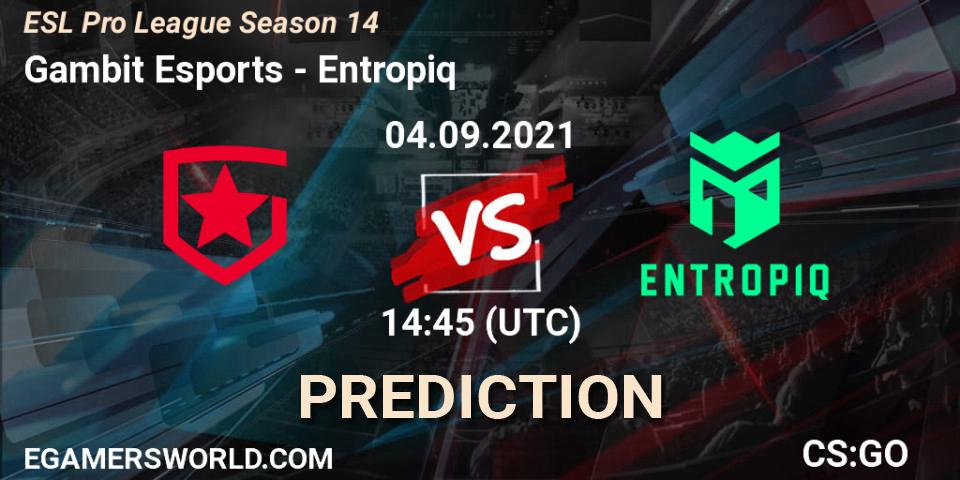 Pronóstico Gambit Esports - Entropiq. 04.09.2021 at 14:45, Counter-Strike (CS2), ESL Pro League Season 14