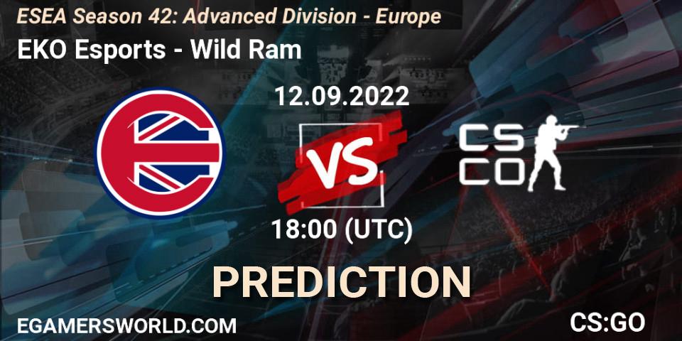 Pronóstico EKO Esports - Wild Ram. 12.09.2022 at 18:00, Counter-Strike (CS2), ESEA Season 42: Advanced Division - Europe