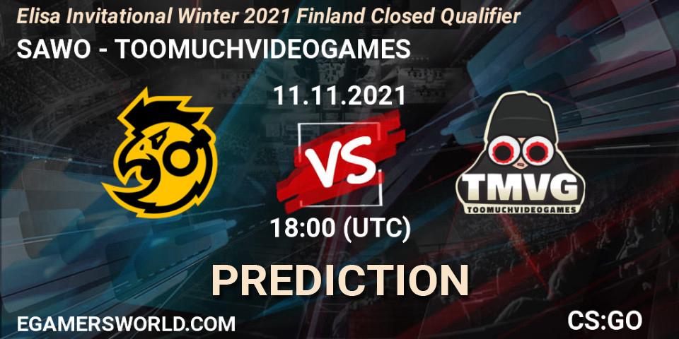 Pronóstico SAWO - TOOMUCHVIDEOGAMES. 11.11.2021 at 18:00, Counter-Strike (CS2), Elisa Invitational Winter 2021 Finland Closed Qualifier