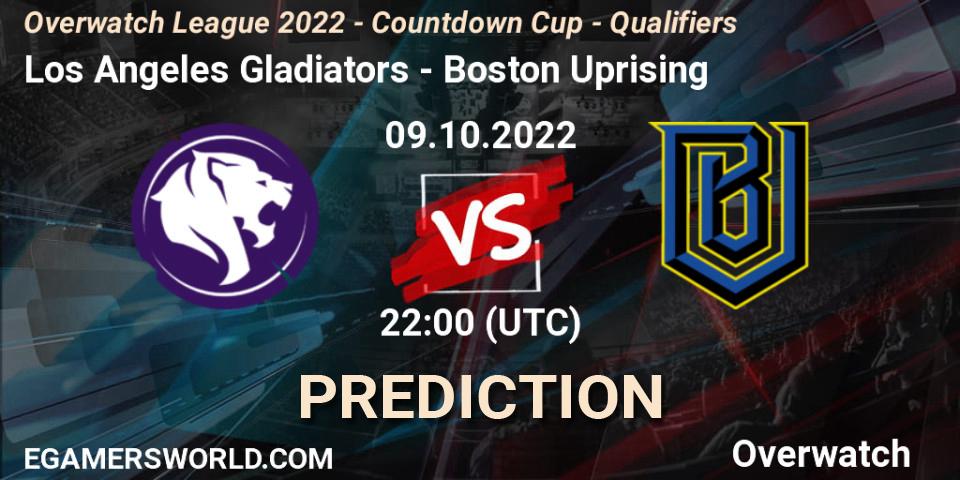 Pronóstico Los Angeles Gladiators - Boston Uprising. 09.10.2022 at 22:30, Overwatch, Overwatch League 2022 - Countdown Cup - Qualifiers