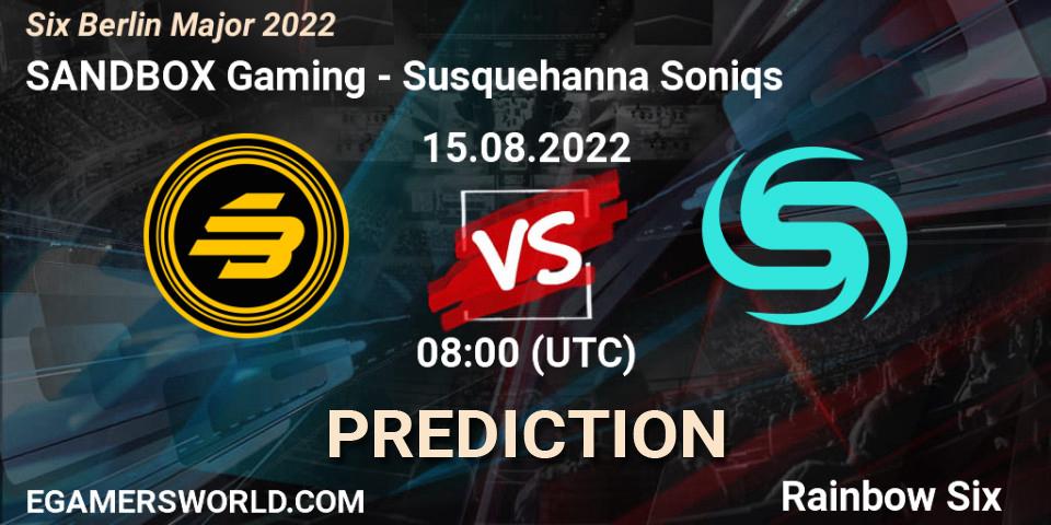 Pronóstico SANDBOX Gaming - Susquehanna Soniqs. 17.08.22, Rainbow Six, Six Berlin Major 2022