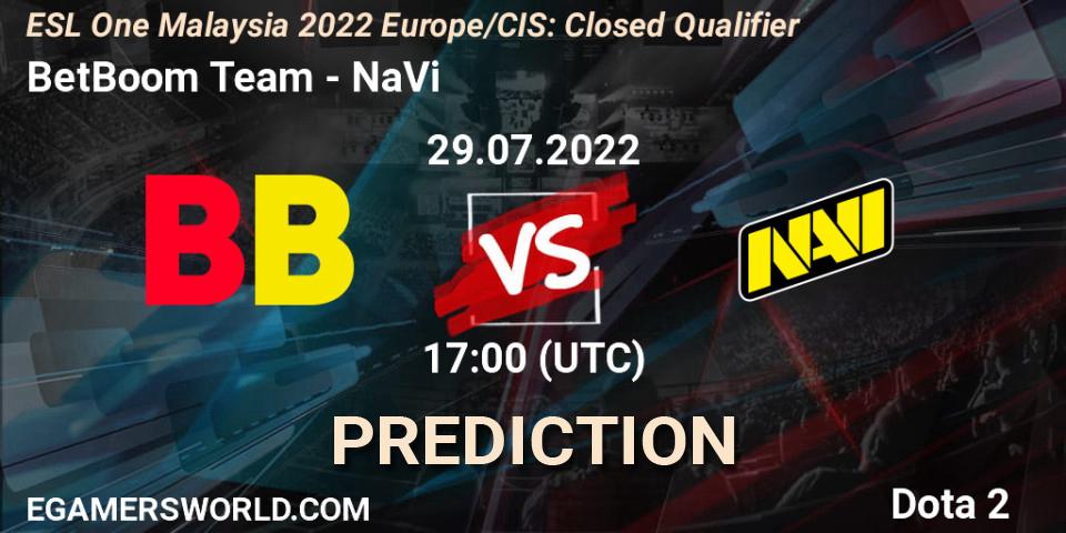 Pronóstico BetBoom Team - NaVi. 29.07.2022 at 17:00, Dota 2, ESL One Malaysia 2022 Europe/CIS: Closed Qualifier