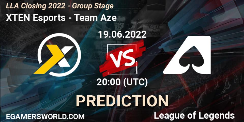 Pronóstico XTEN Esports - Team Aze. 19.06.2022 at 23:30, LoL, LLA Closing 2022 - Group Stage