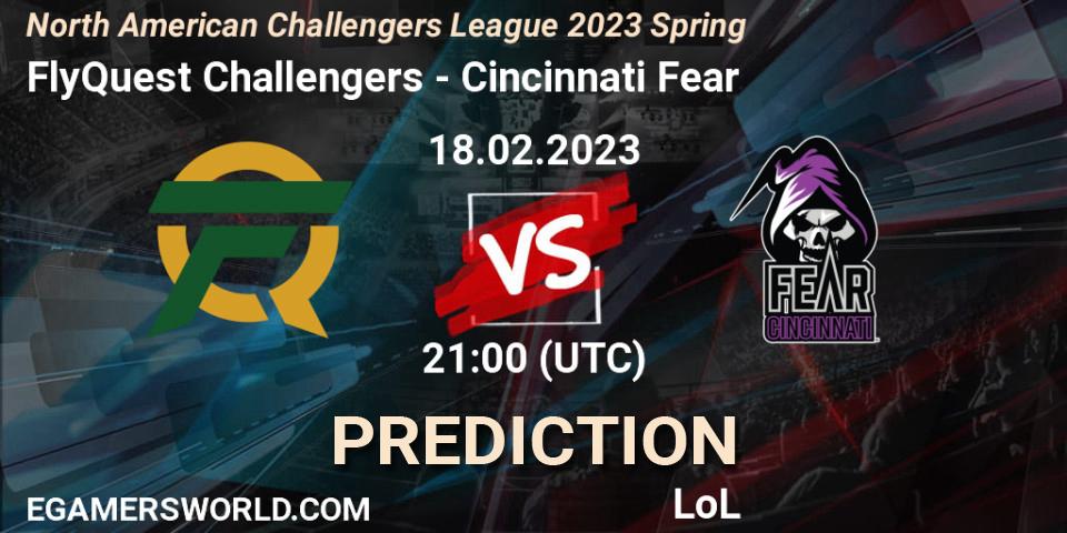 Pronóstico FlyQuest Challengers - Cincinnati Fear. 18.02.2023 at 21:00, LoL, NACL 2023 Spring - Group Stage