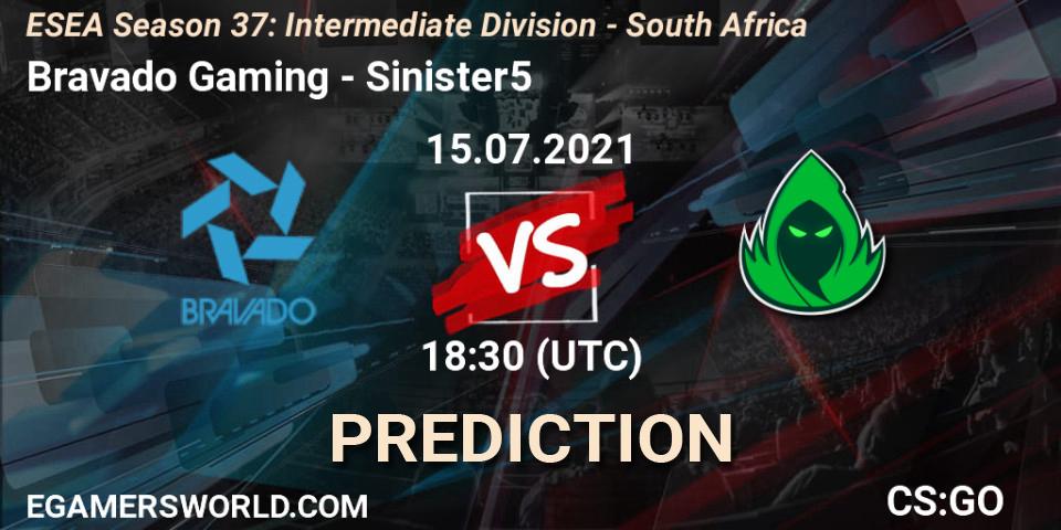 Pronóstico Bravado Gaming - Sinister5. 15.07.21, CS2 (CS:GO), ESEA Season 37: Intermediate Division - South Africa
