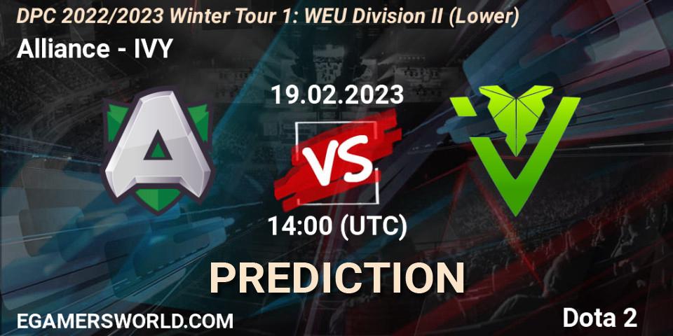 Pronóstico Alliance - IVY. 19.02.23, Dota 2, DPC 2022/2023 Winter Tour 1: WEU Division II (Lower)