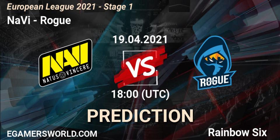 Pronóstico NaVi - Rogue. 19.04.2021 at 19:45, Rainbow Six, European League 2021 - Stage 1