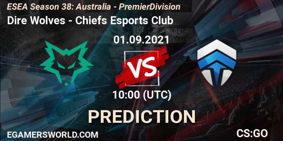 Pronóstico ex-Dire Wolves - Chiefs Esports Club. 01.09.21, CS2 (CS:GO), ESEA Season 38: Australia - Premier Division