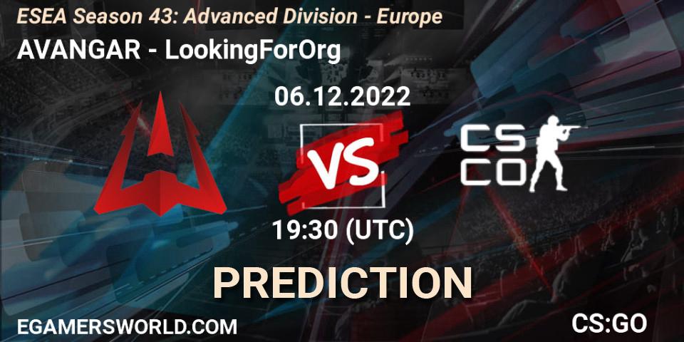 Pronóstico AVANGAR - LookingForOrg. 06.12.22, CS2 (CS:GO), ESEA Season 43: Advanced Division - Europe