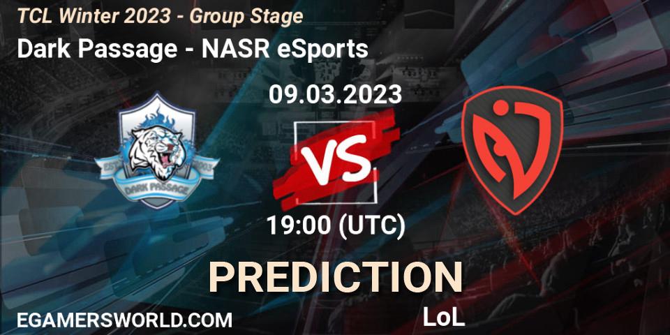 Pronóstico Dark Passage - NASR eSports. 16.03.2023 at 19:00, LoL, TCL Winter 2023 - Group Stage