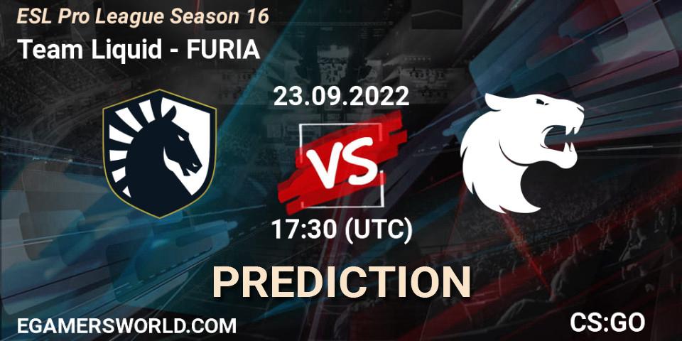 Pronóstico Team Liquid - FURIA. 23.09.2022 at 17:30, Counter-Strike (CS2), ESL Pro League Season 16