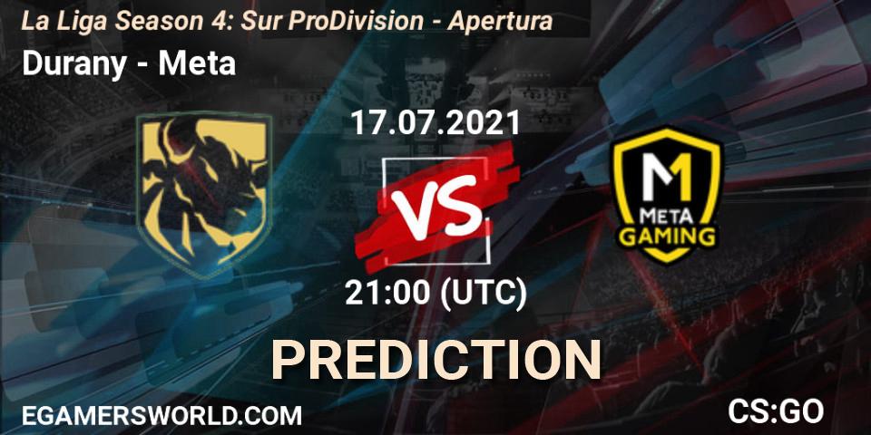 Pronóstico Durany - Meta Gaming Brasil. 17.07.2021 at 21:00, Counter-Strike (CS2), La Liga Season 4: Sur Pro Division - Apertura