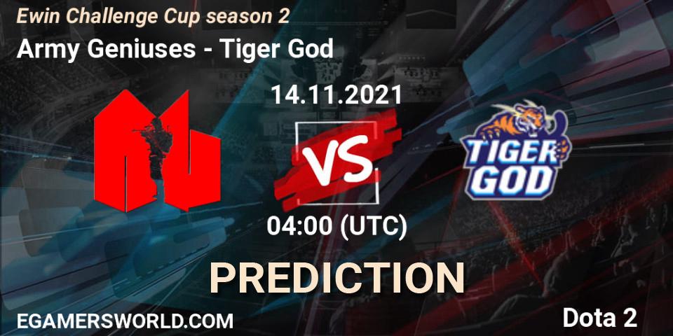 Pronóstico Army Geniuses - Tiger God. 14.11.2021 at 04:13, Dota 2, Ewin Challenge Cup season 2
