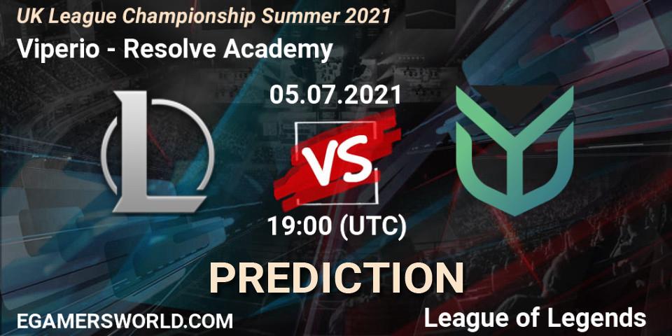 Pronóstico Viperio - Resolve Academy. 05.07.2021 at 19:00, LoL, UK League Championship Summer 2021
