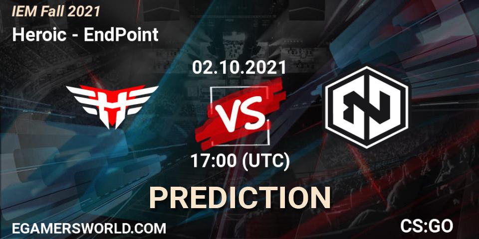Pronóstico Heroic - EndPoint. 02.10.2021 at 17:00, Counter-Strike (CS2), IEM Fall 2021: Europe RMR