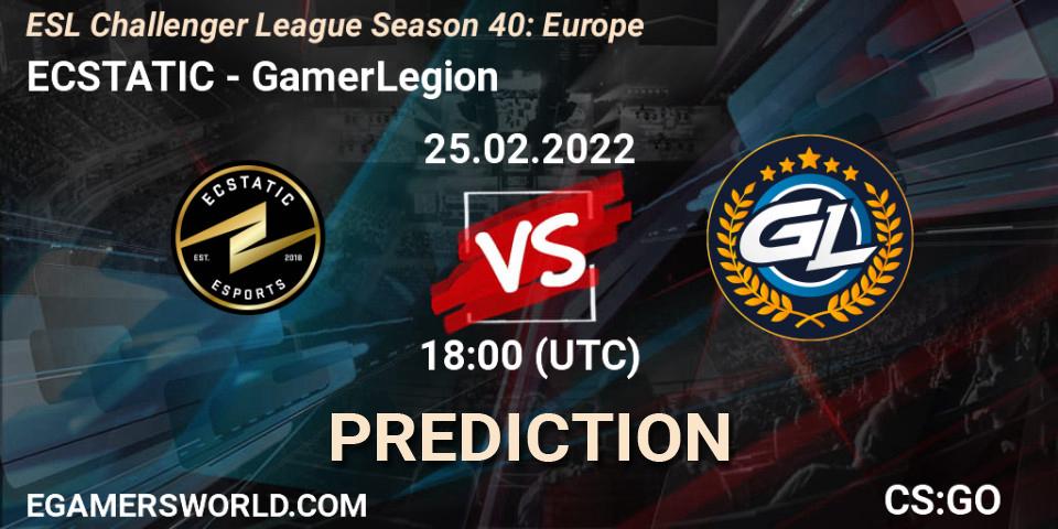 Pronóstico ECSTATIC - GamerLegion. 25.02.2022 at 18:00, Counter-Strike (CS2), ESL Challenger League Season 40: Europe