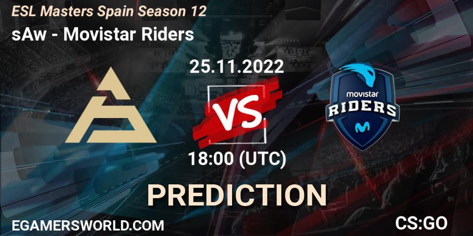 Pronóstico sAw - Movistar Riders. 25.11.2022 at 18:00, Counter-Strike (CS2), ESL Masters España Season 12: Online Stage