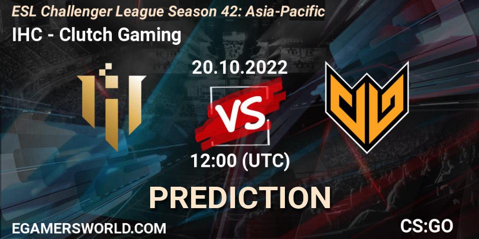 Pronóstico IHC - Clutch Gaming. 20.10.2022 at 12:00, Counter-Strike (CS2), ESL Challenger League Season 42: Asia-Pacific