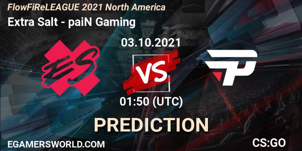 Pronóstico Extra Salt - paiN Gaming. 03.10.2021 at 01:55, Counter-Strike (CS2), FiReLEAGUE 2021: North America
