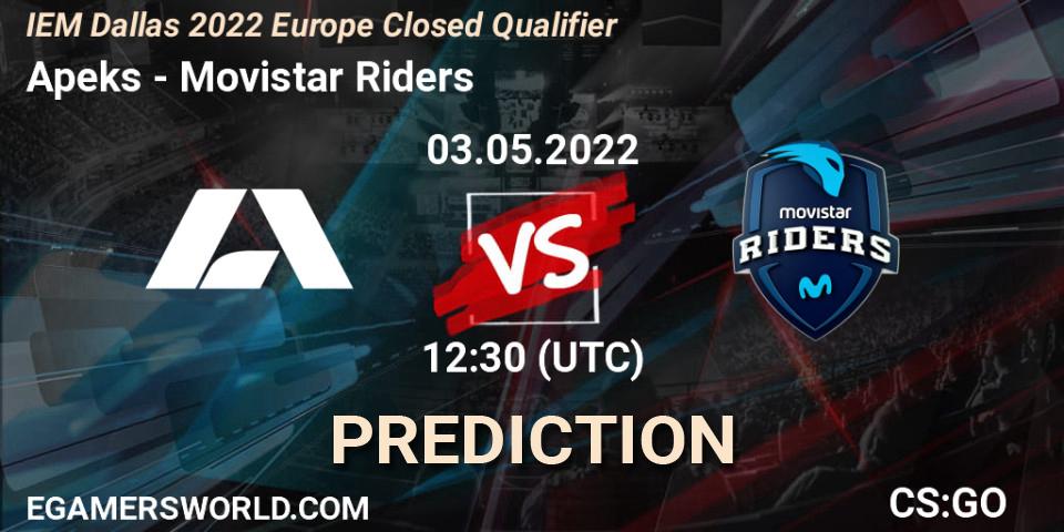 Pronóstico Apeks - Movistar Riders. 03.05.2022 at 12:30, Counter-Strike (CS2), IEM Dallas 2022 Europe Closed Qualifier