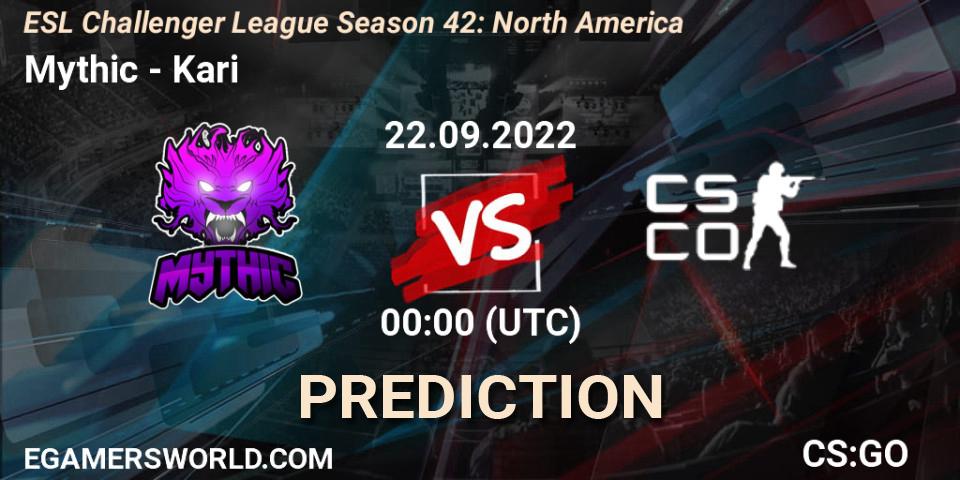Pronóstico Mythic - kariESPORTS. 22.09.2022 at 00:00, Counter-Strike (CS2), ESL Challenger League Season 42: North America