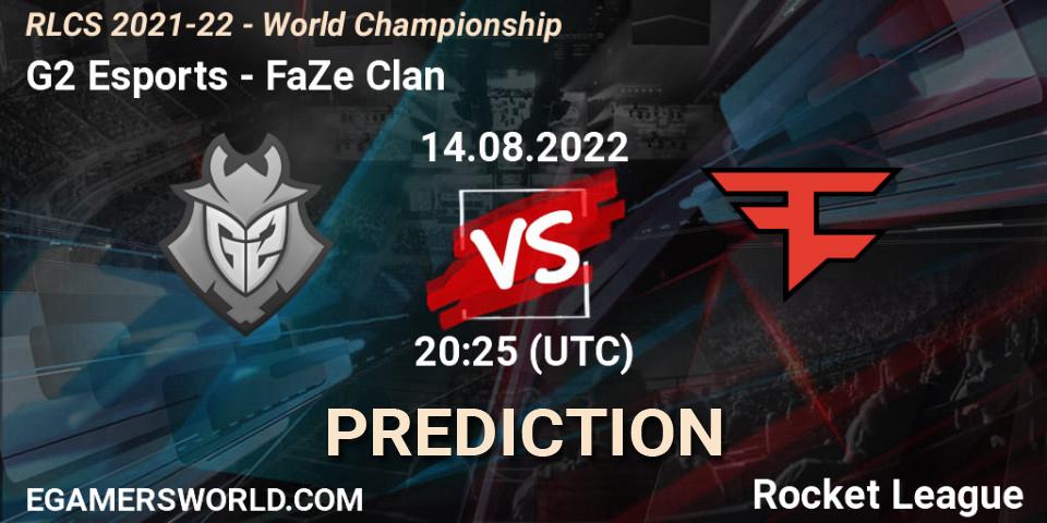 Pronóstico G2 Esports - FaZe Clan. 14.08.2022 at 21:00, Rocket League, RLCS 2021-22 - World Championship