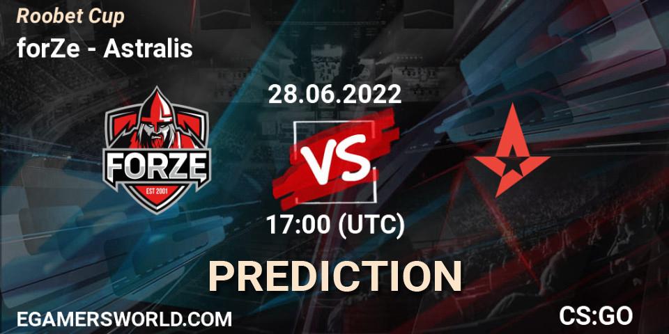 Pronóstico forZe - Astralis. 28.06.2022 at 17:00, Counter-Strike (CS2), Roobet Cup