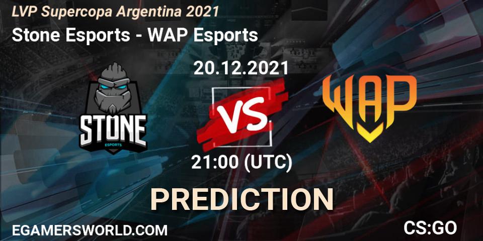 Pronóstico Stone Esports - WAP Esports. 20.12.2021 at 21:00, Counter-Strike (CS2), LVP Supercopa Argentina 2021