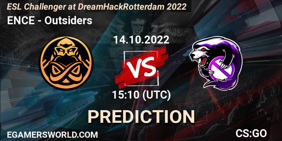 Pronóstico ENCE - Outsiders. 14.10.2022 at 16:00, Counter-Strike (CS2), ESL Challenger at DreamHack Rotterdam 2022
