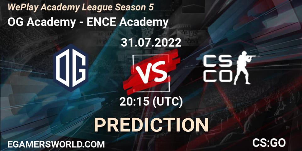 Pronóstico OG Academy - ENCE Academy. 31.07.2022 at 18:30, Counter-Strike (CS2), WePlay Academy League Season 5