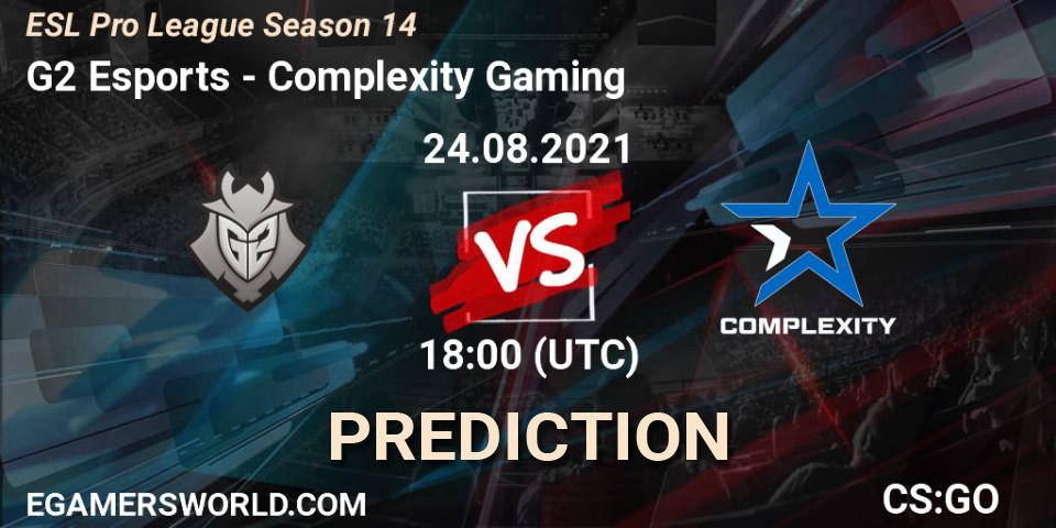 Pronóstico G2 Esports - Complexity Gaming. 24.08.2021 at 18:50, Counter-Strike (CS2), ESL Pro League Season 14