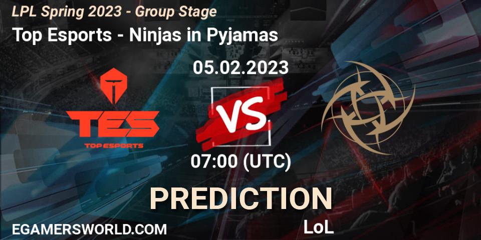 Pronóstico Top Esports - Ninjas in Pyjamas. 05.02.23, LoL, LPL Spring 2023 - Group Stage