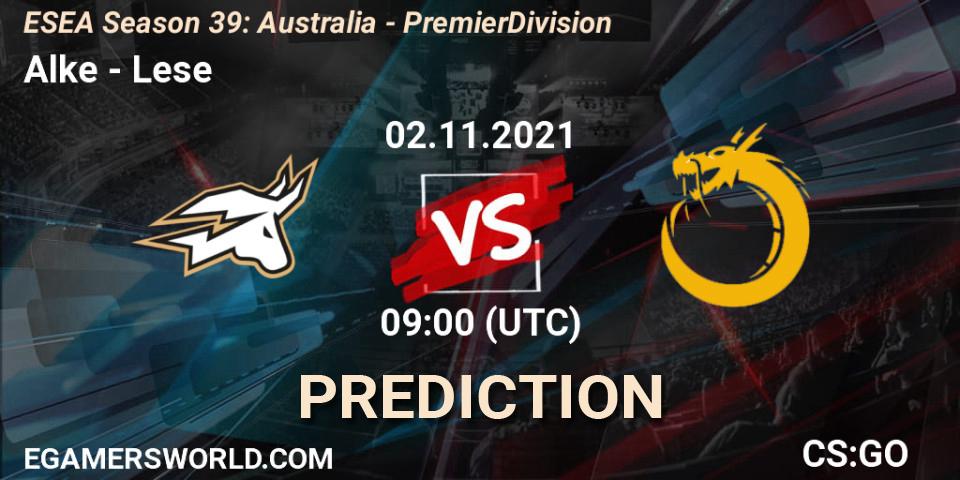 Pronóstico Alke - Lese. 02.11.2021 at 09:00, Counter-Strike (CS2), ESEA Season 39: Australia - Premier Division