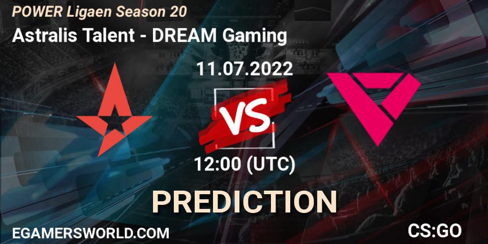 Pronóstico Astralis Talent - DREAM Gaming. 11.07.2022 at 11:15, Counter-Strike (CS2), Dust2.dk Ligaen Season 20