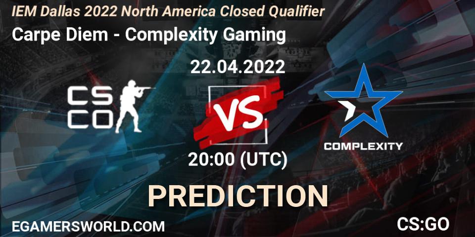 Pronóstico Carpe Diem - Complexity Gaming. 22.04.2022 at 20:00, Counter-Strike (CS2), IEM Dallas 2022 North America Closed Qualifier