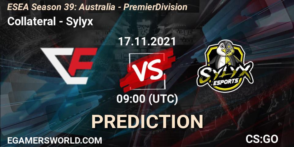 Pronóstico Collateral - Sylyx. 17.11.2021 at 09:05, Counter-Strike (CS2), ESEA Season 39: Australia - Premier Division
