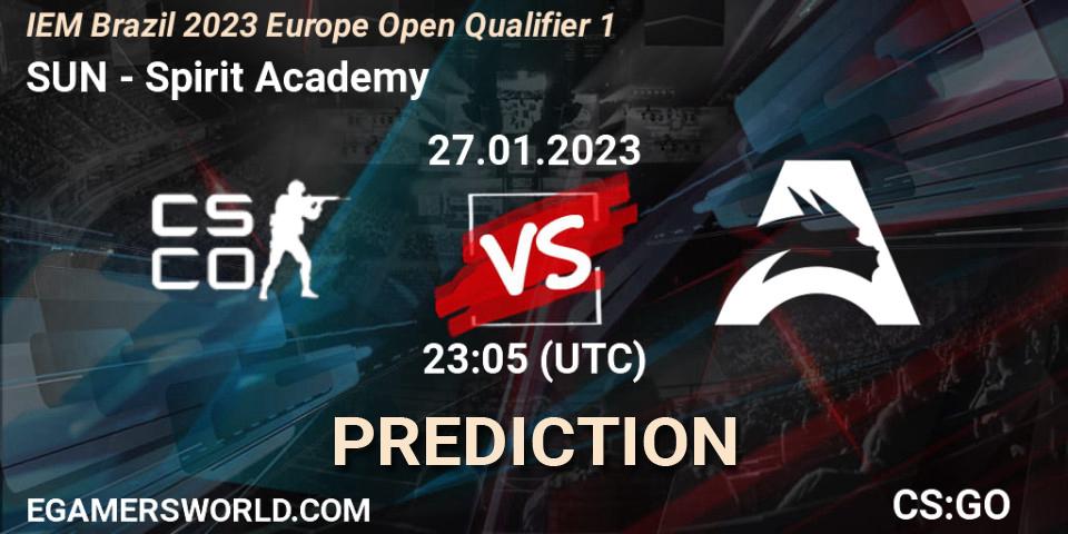 Pronóstico SUN - Spirit Academy. 28.01.23, CS2 (CS:GO), IEM Brazil Rio 2023 Europe Open Qualifier 1